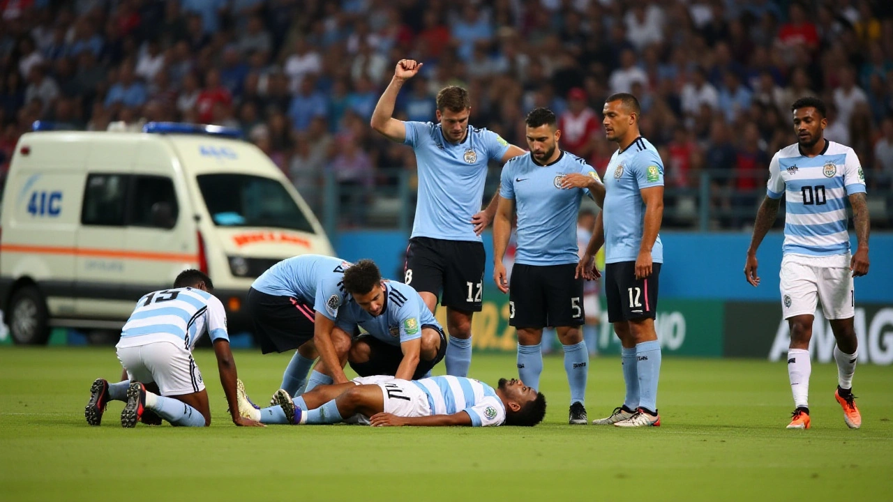 Jogador do Nacional de Uruguai, Izquierdo, Colapsa e é Removido de Campo por Ambulância